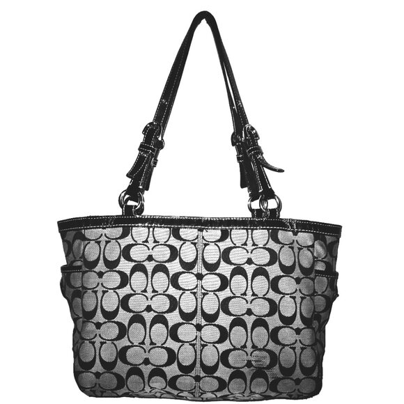 Coach Grey and Black Signature Tote Handbag - Picture 2 of 2